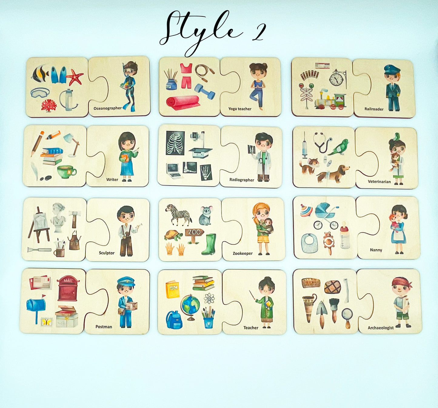 Wooden Occupations Matching Puzzle