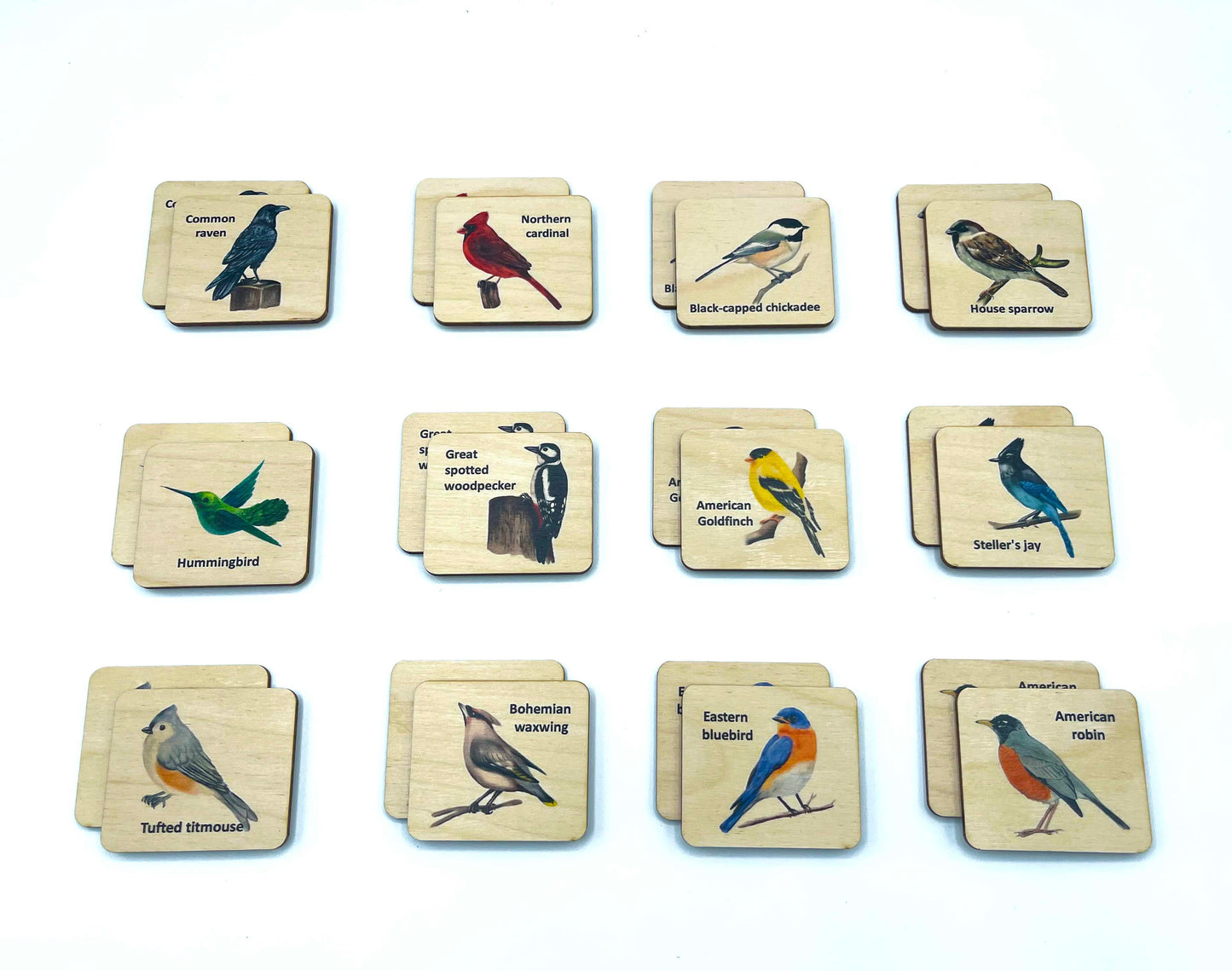 Wooden Birds Memory Game