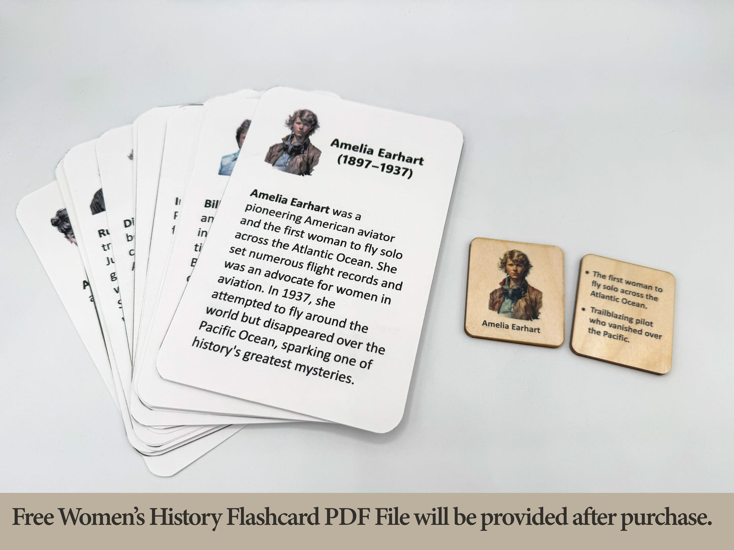 Women’s History Matching Game/ 48 Wooden Tiles