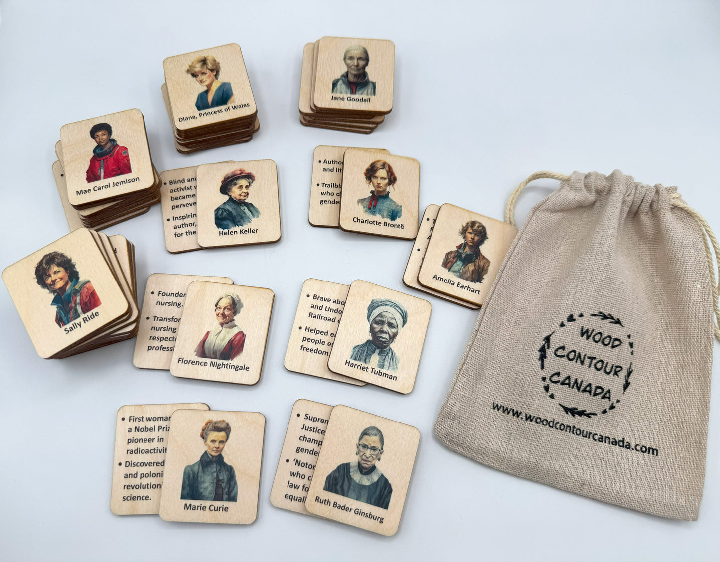 Women’s History Matching Game/ 48 Wooden Tiles
