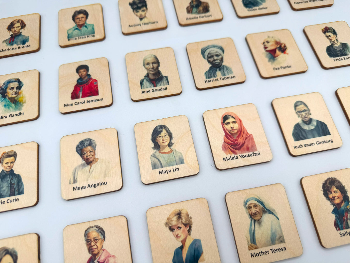 Women’s History Matching Game/ 48 Wooden Tiles