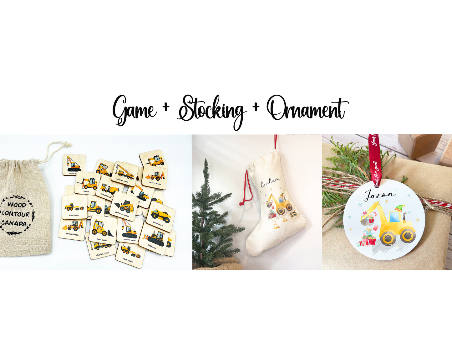 Wooden construction trucks memory game