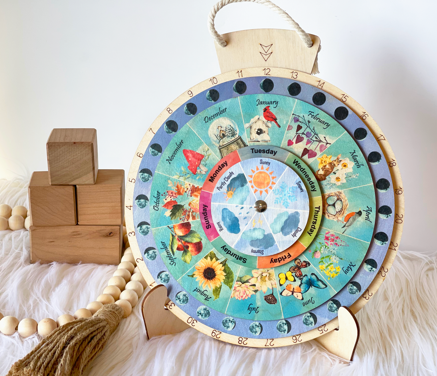 Wooden Wheel of the Year Calendar