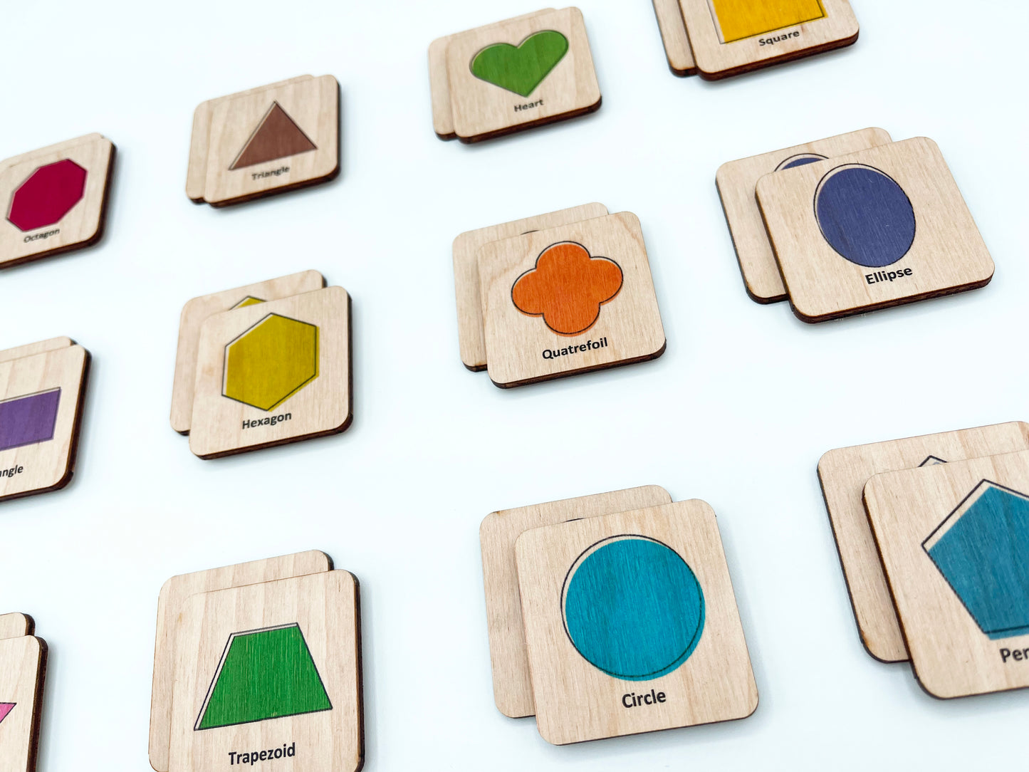 Wooden Geometric Shapes Memory Game
