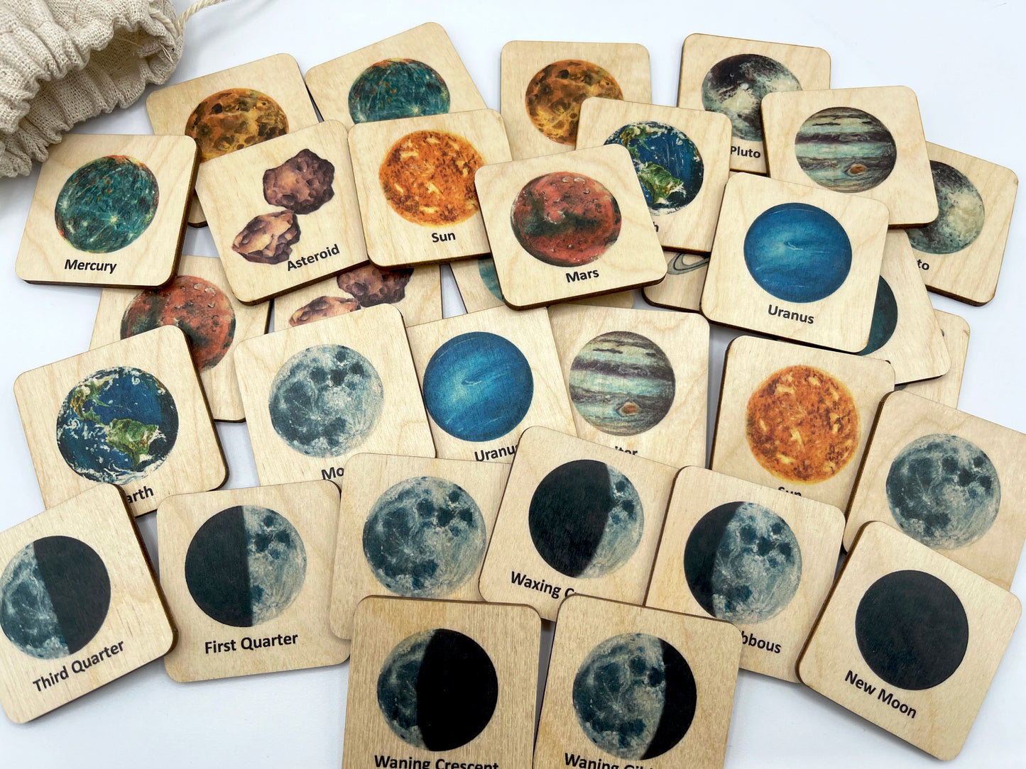 Wooden Space Solar System Memory Game