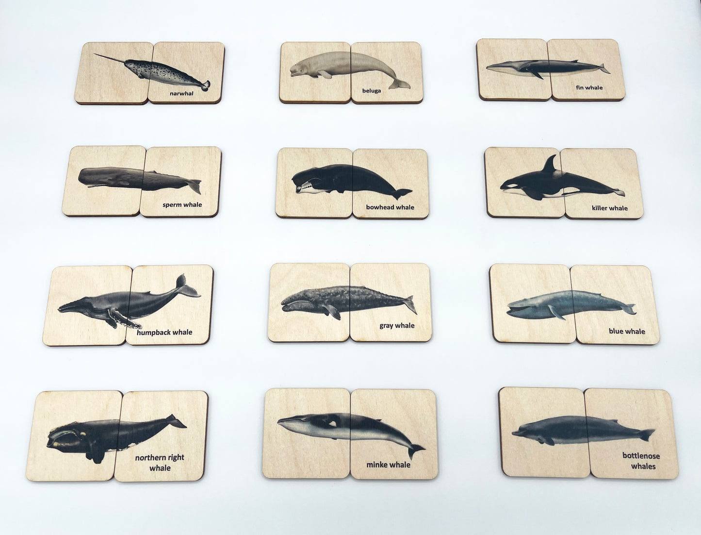 Wooden Whales Matching Puzzle
