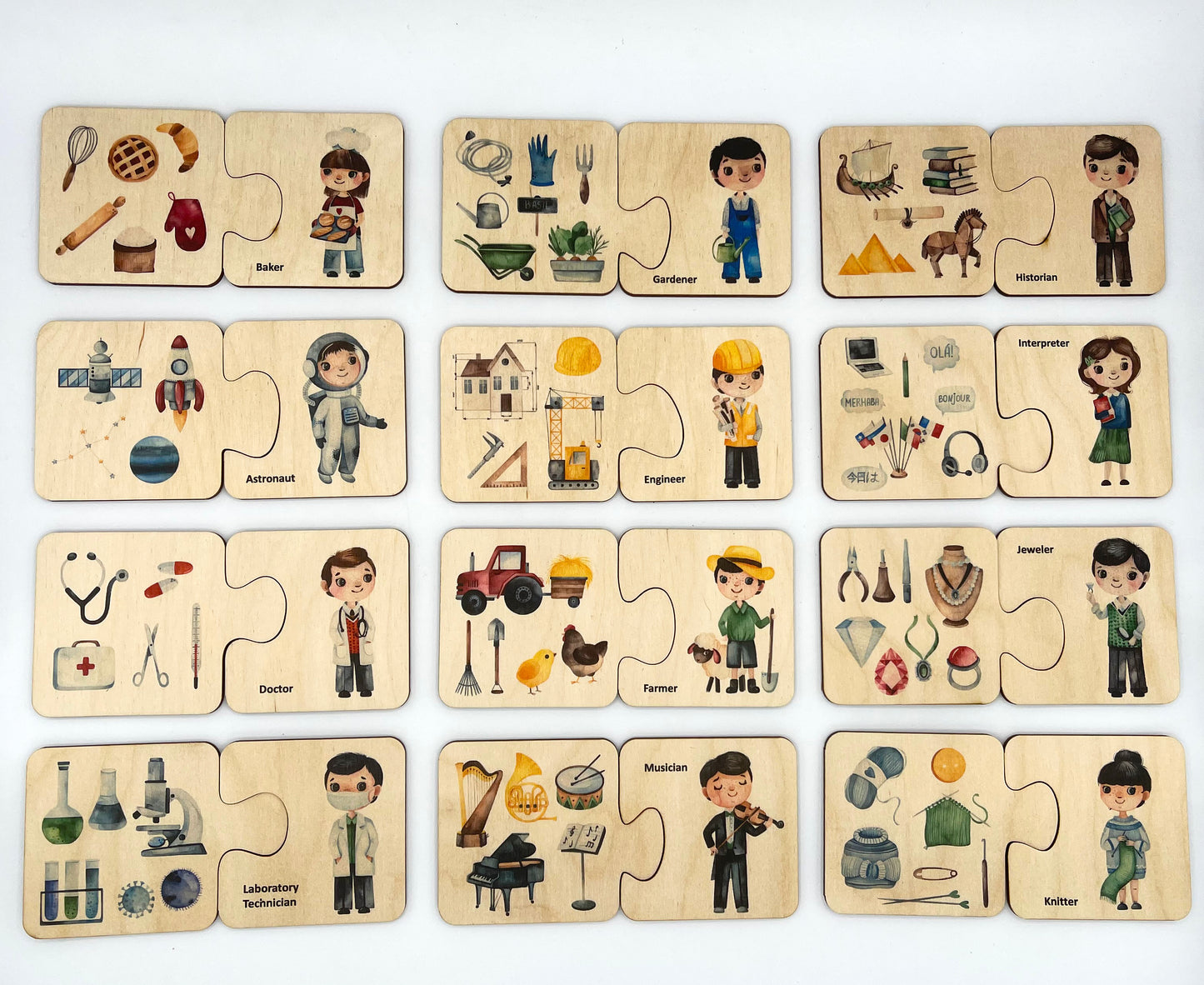 Wooden Occupations Matching Puzzle