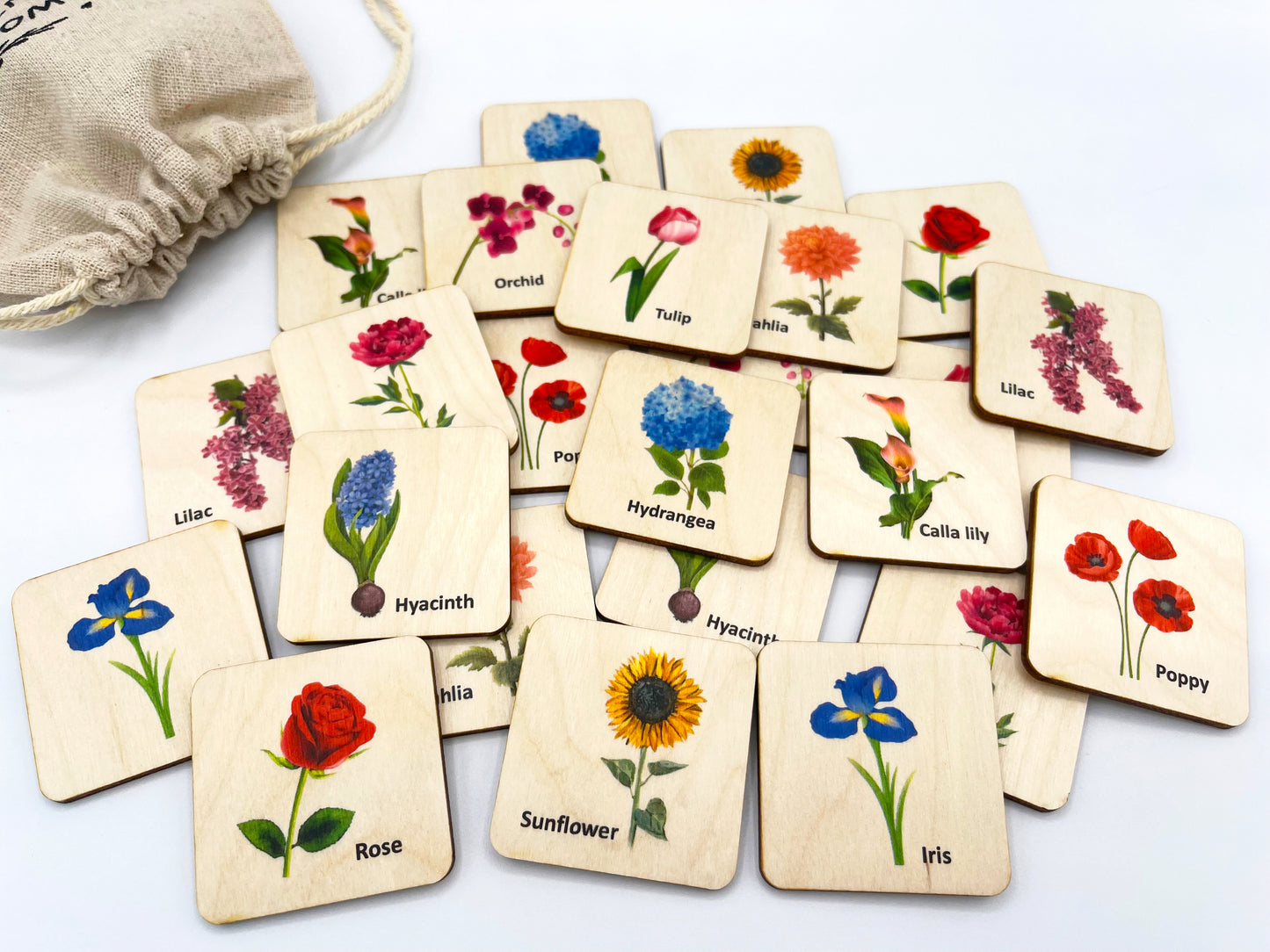 Wooden Flowers Memory Game