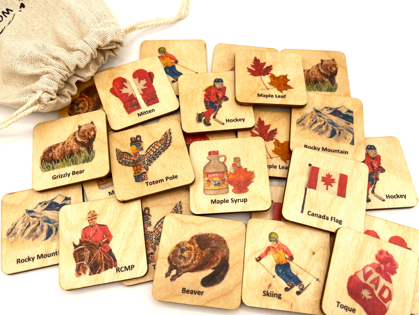 Wooden Canada Symbols Memory Game