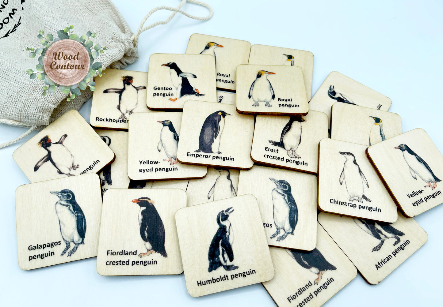 Wooden Penguin Memory Game