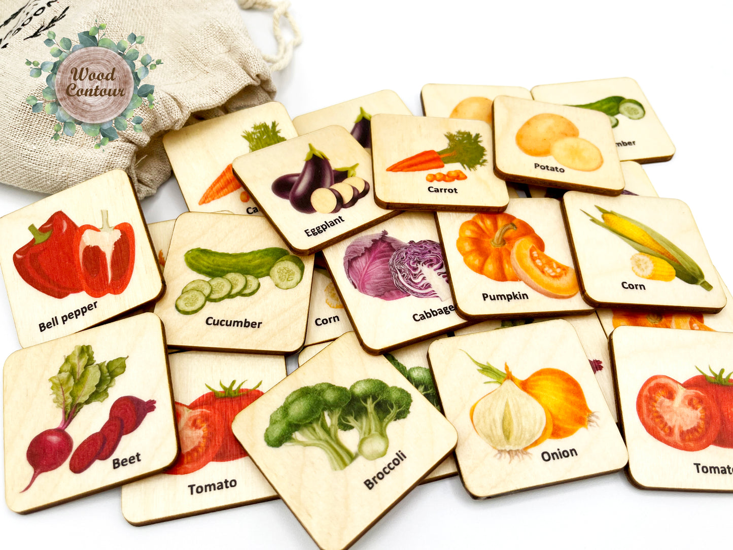 Wooden Vegetables Memory Game
