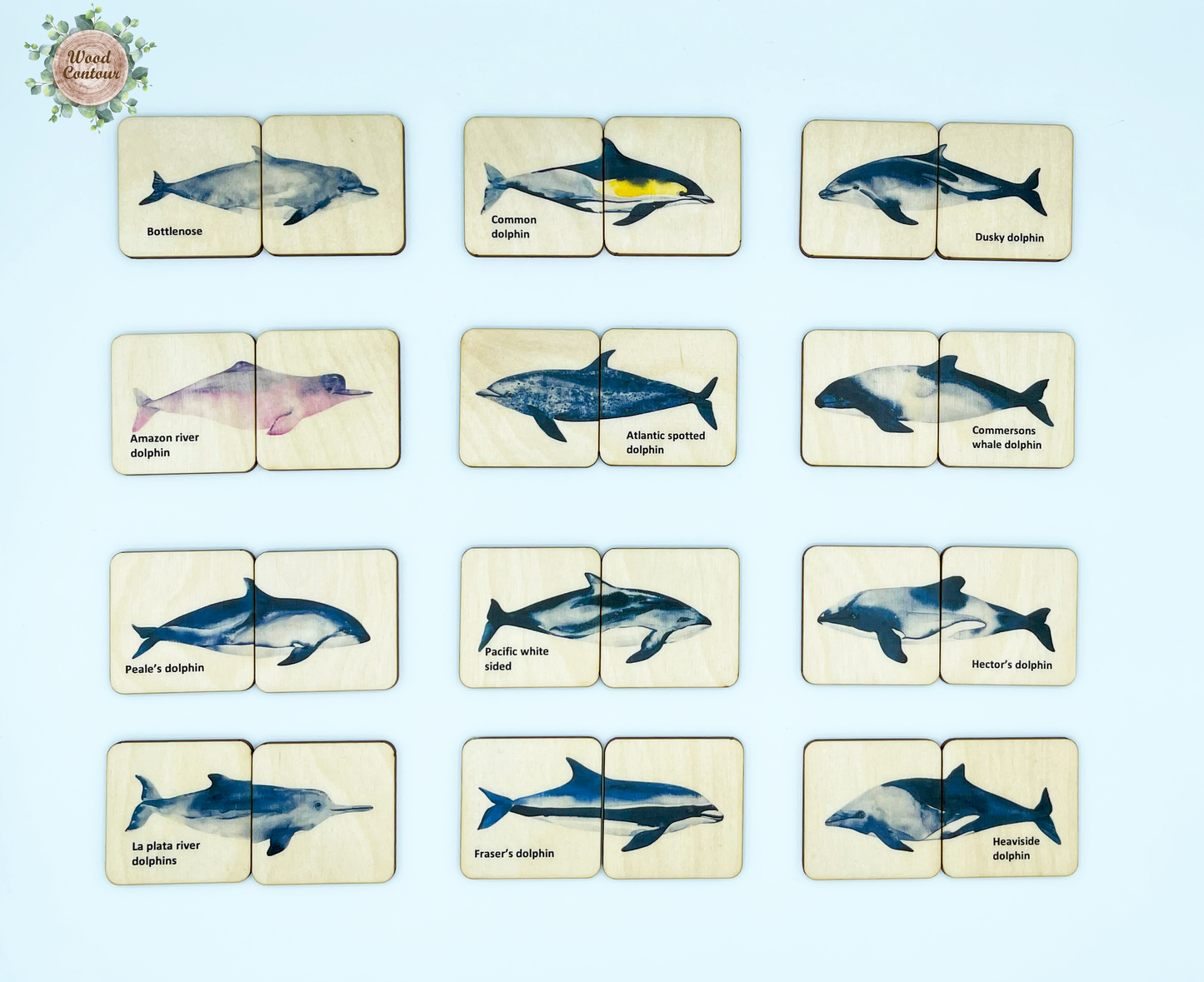 Wooden Dolphin Matching Puzzle