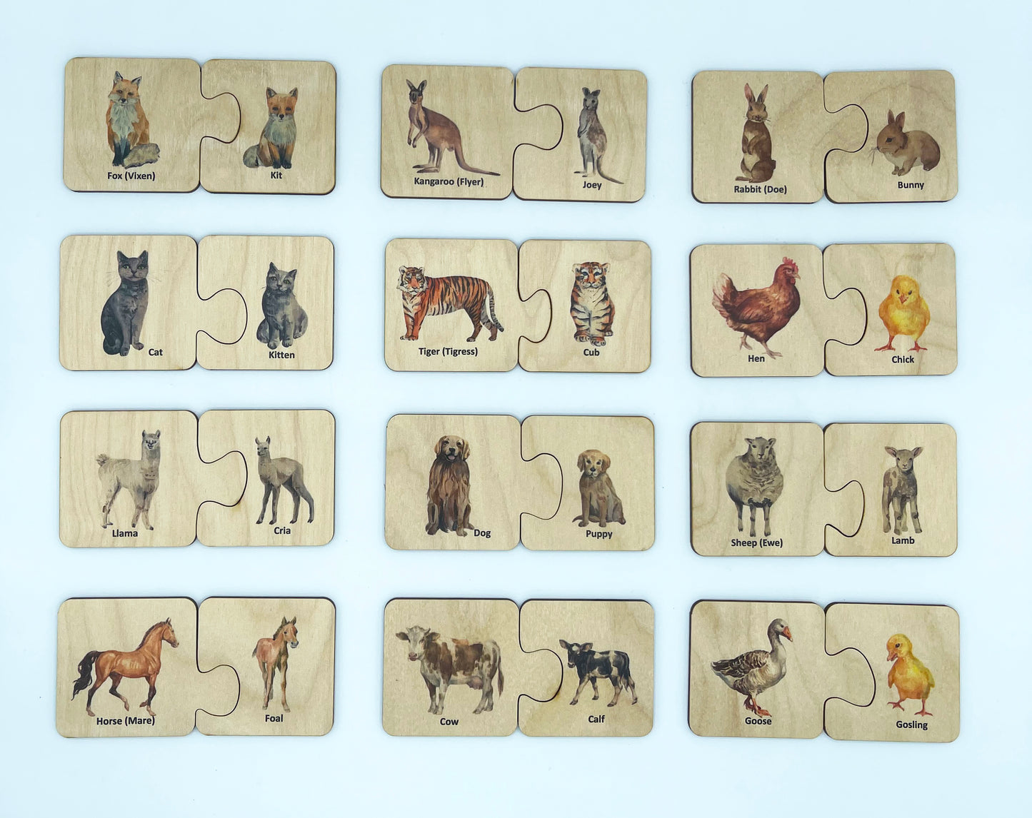 Wooden Mother Baby Animals Matching Puzzle