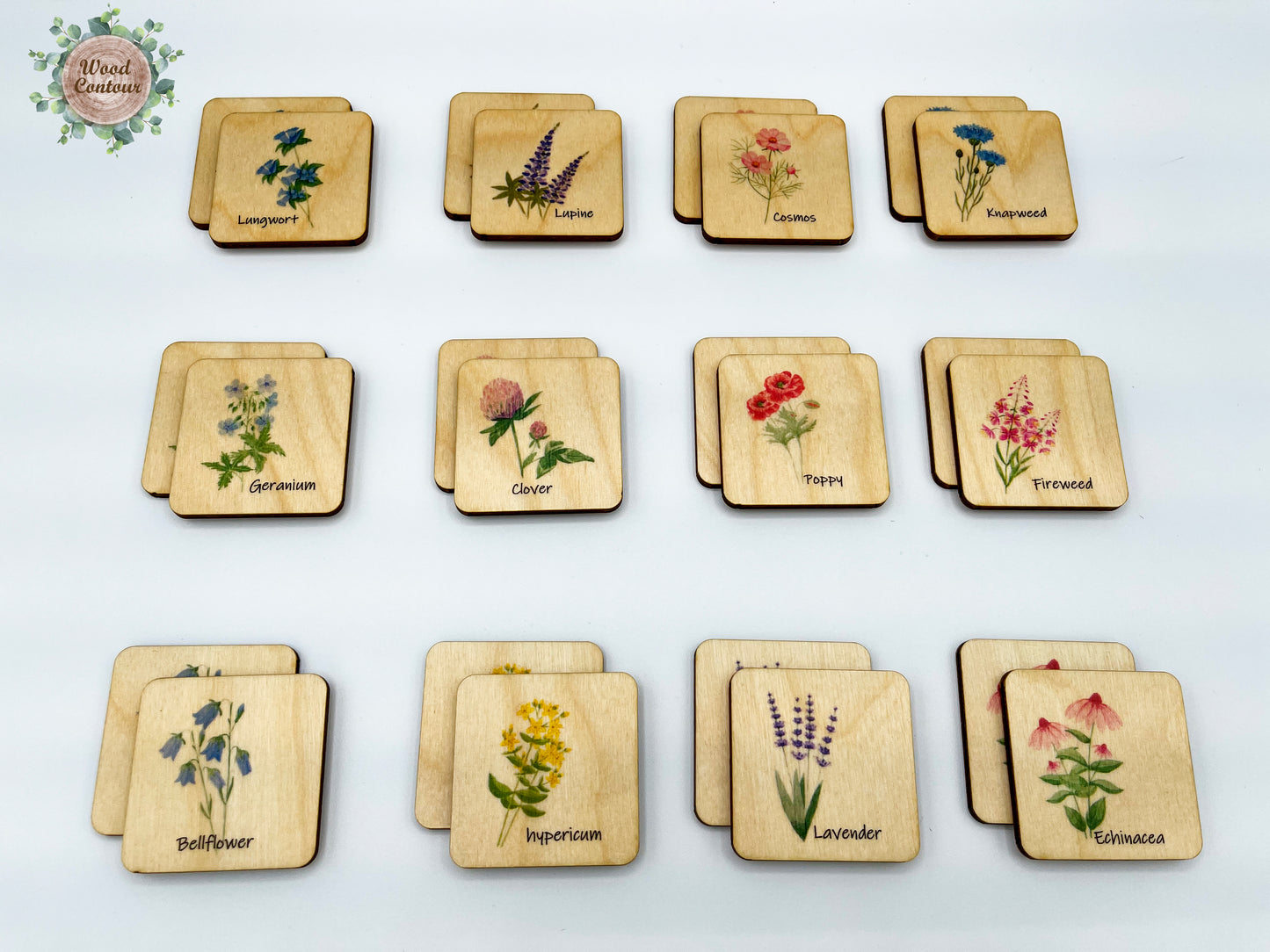 Wooden Wildflowers memory game