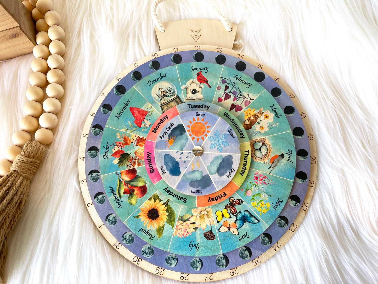 Wooden Wheel of the Year Calendar