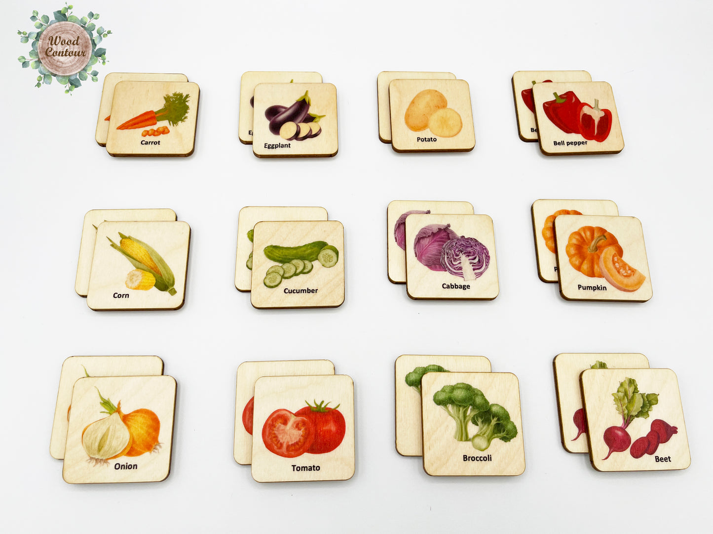 Wooden Vegetables Memory Game
