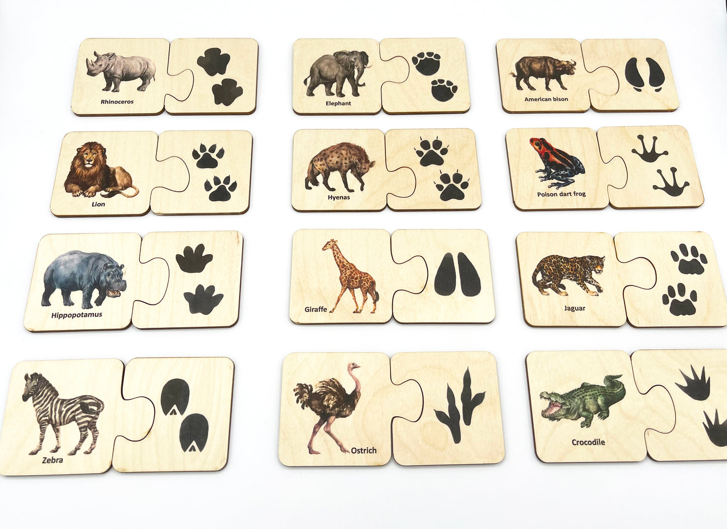 Wooden Wild Animals Tracks Puzzle