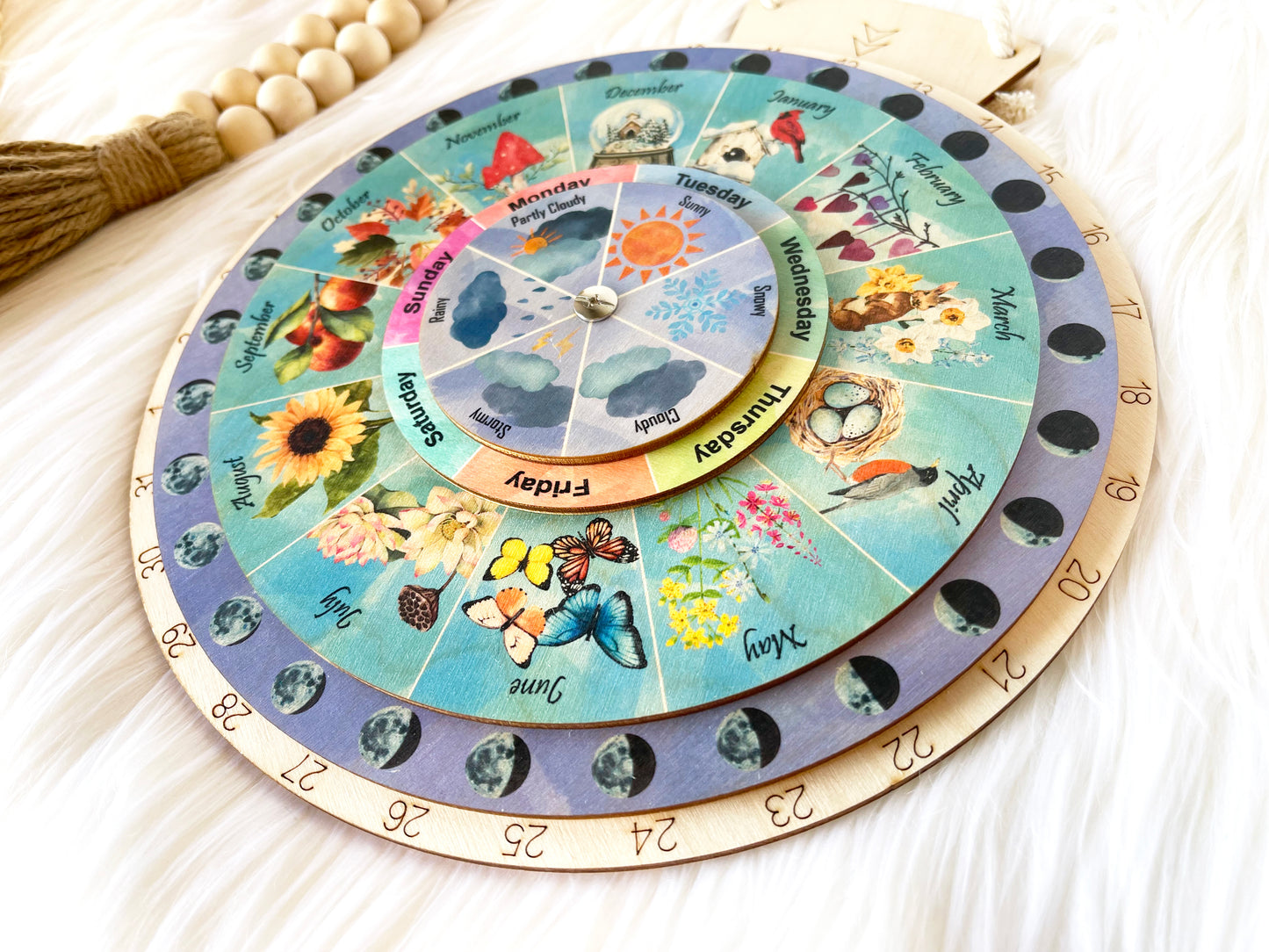Wooden Wheel of the Year Calendar