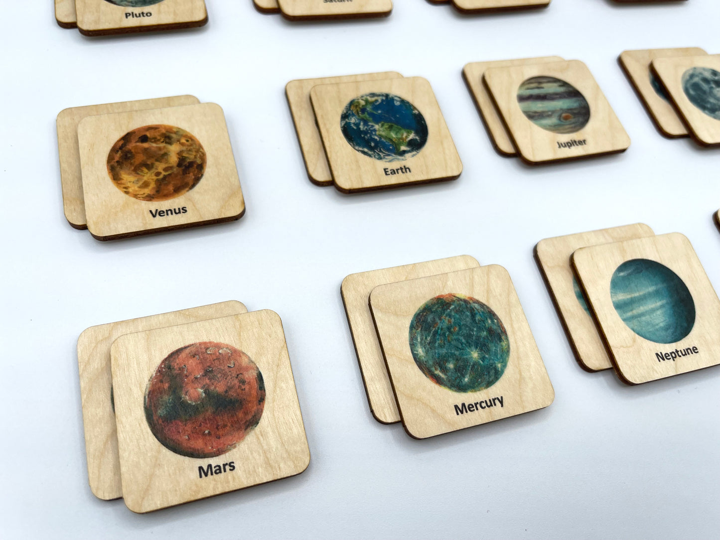 Wooden Space Solar System Memory Game