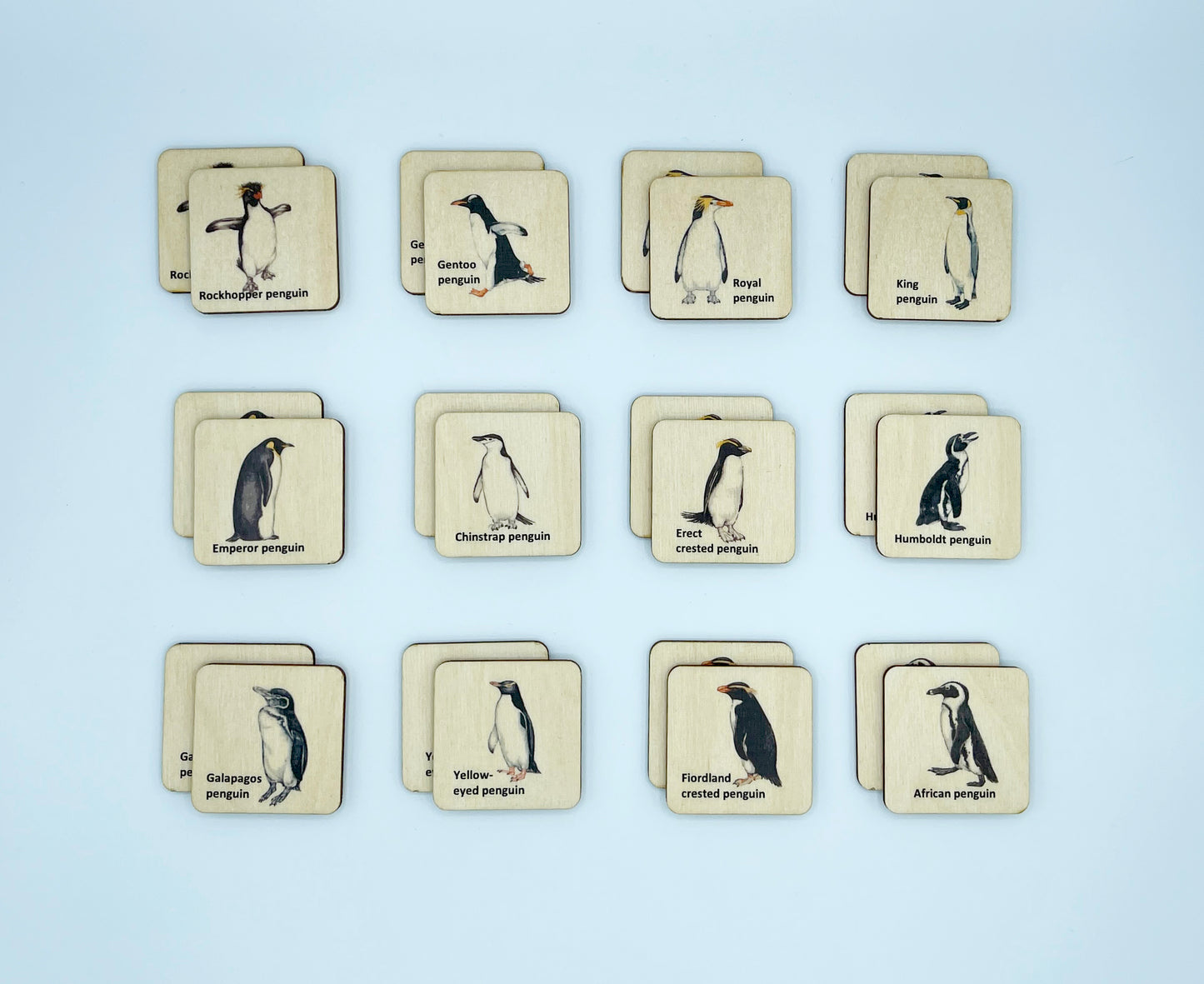 Wooden Penguin Memory Game