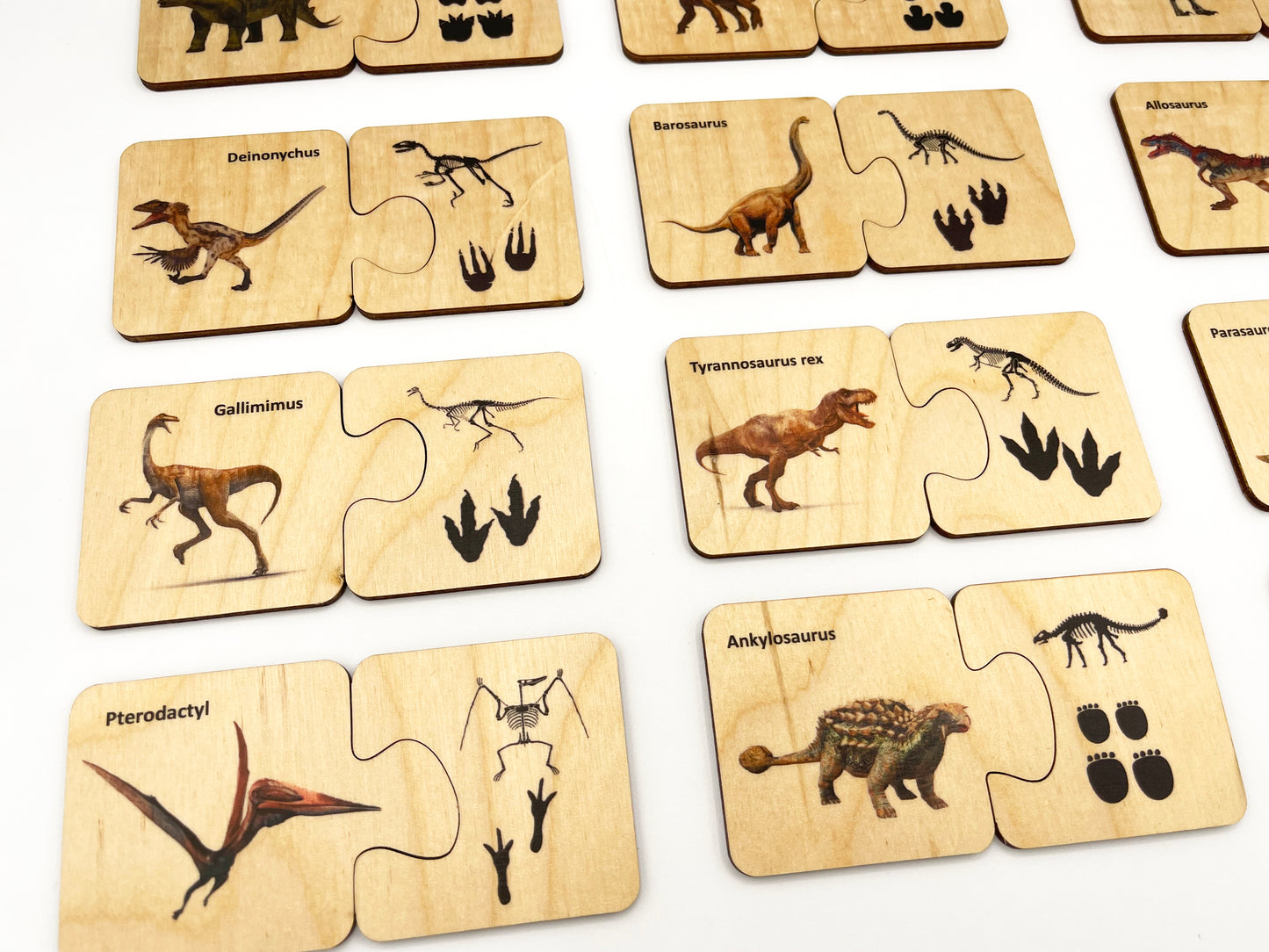Wooden Dinosaurs Track Matching Puzzle