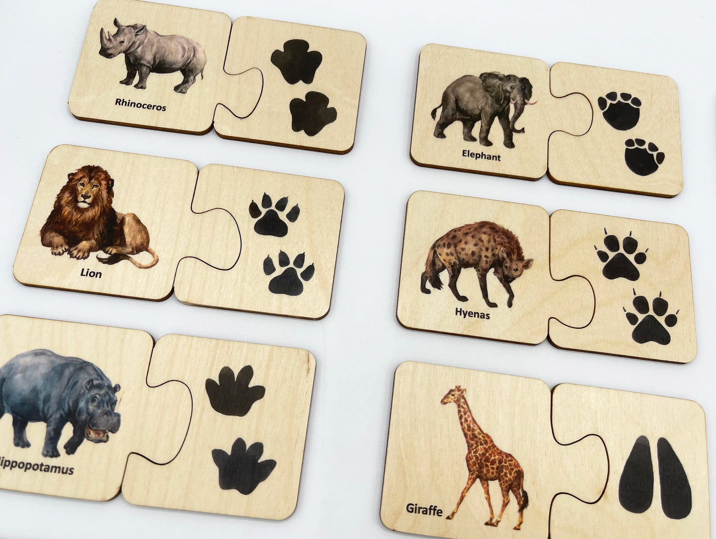 Wooden Wild Animals Tracks Puzzle