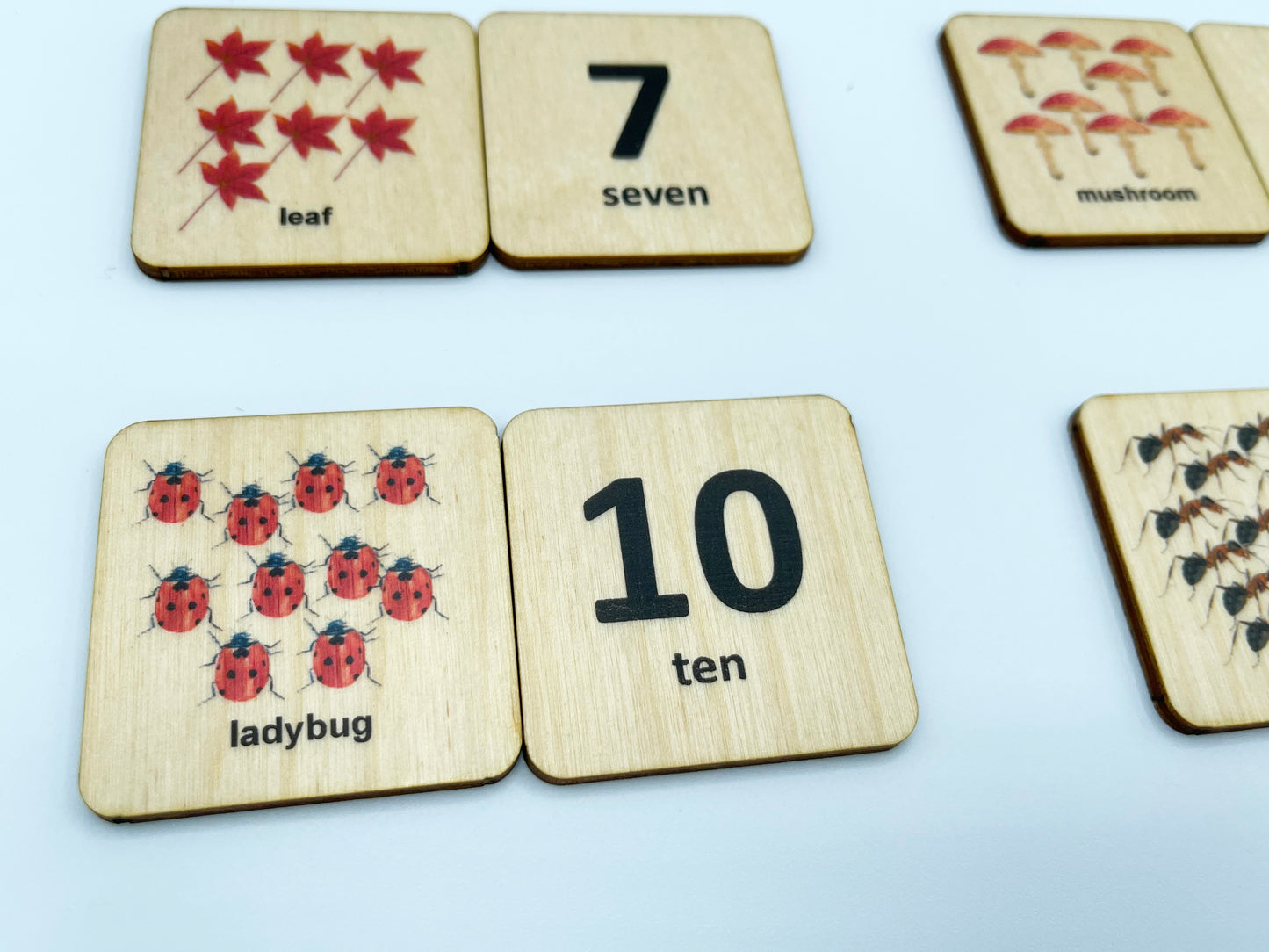 Wood counting nature numbers match cards