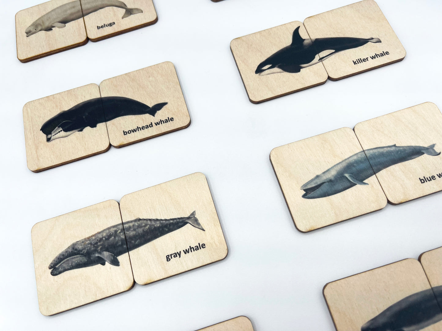 Wooden Whales Matching Puzzle