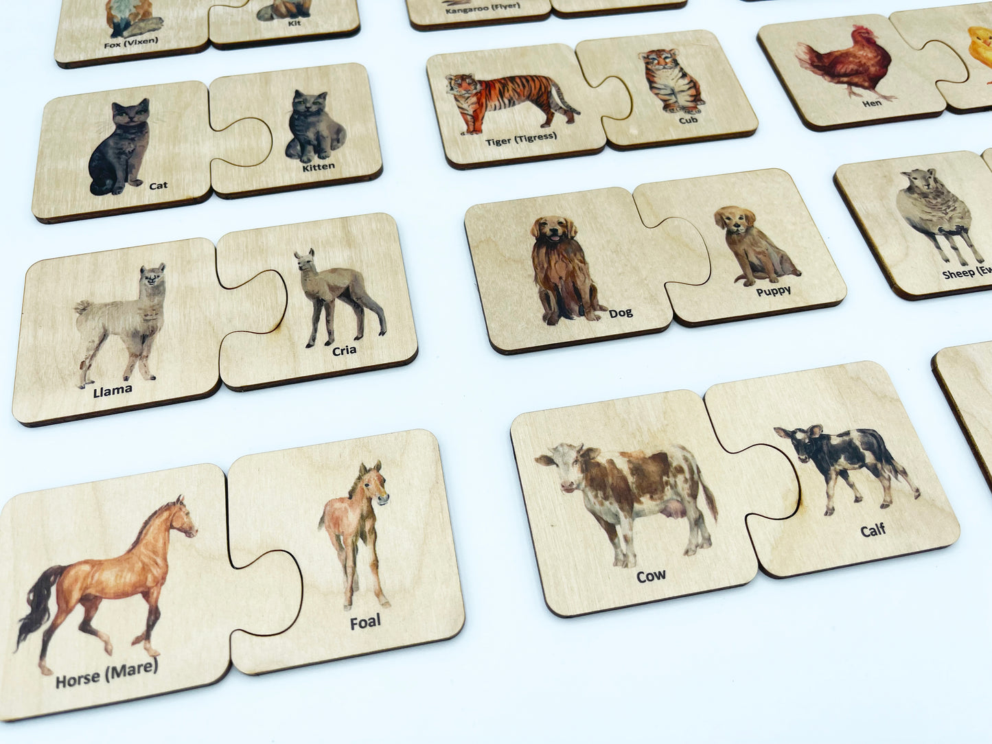 Wooden Mother Baby Animals Matching Puzzle