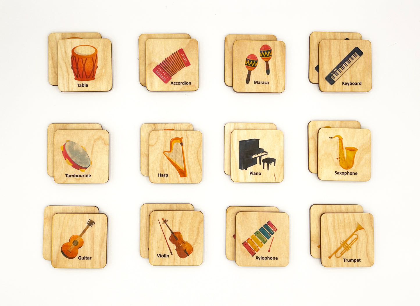 Wooden Music Instruments Memory Game