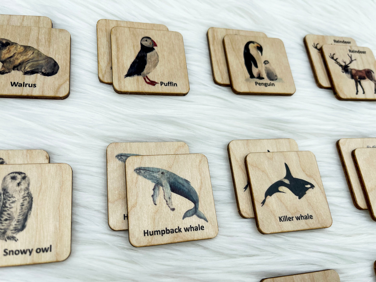 Wooden Arctic Animals Memory Game