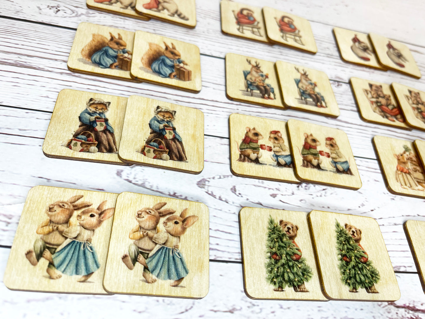 Wooden Christmas Animals Memory Game