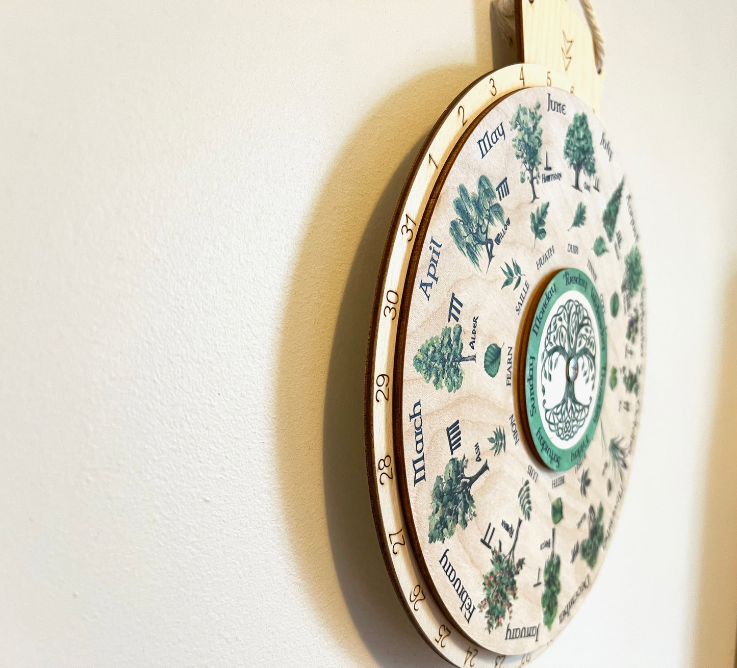 Wooden Celtic Tree Calendar Wheel