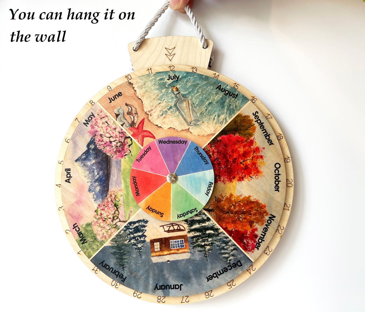 Wooden Four Seasons Wheel Calendar
