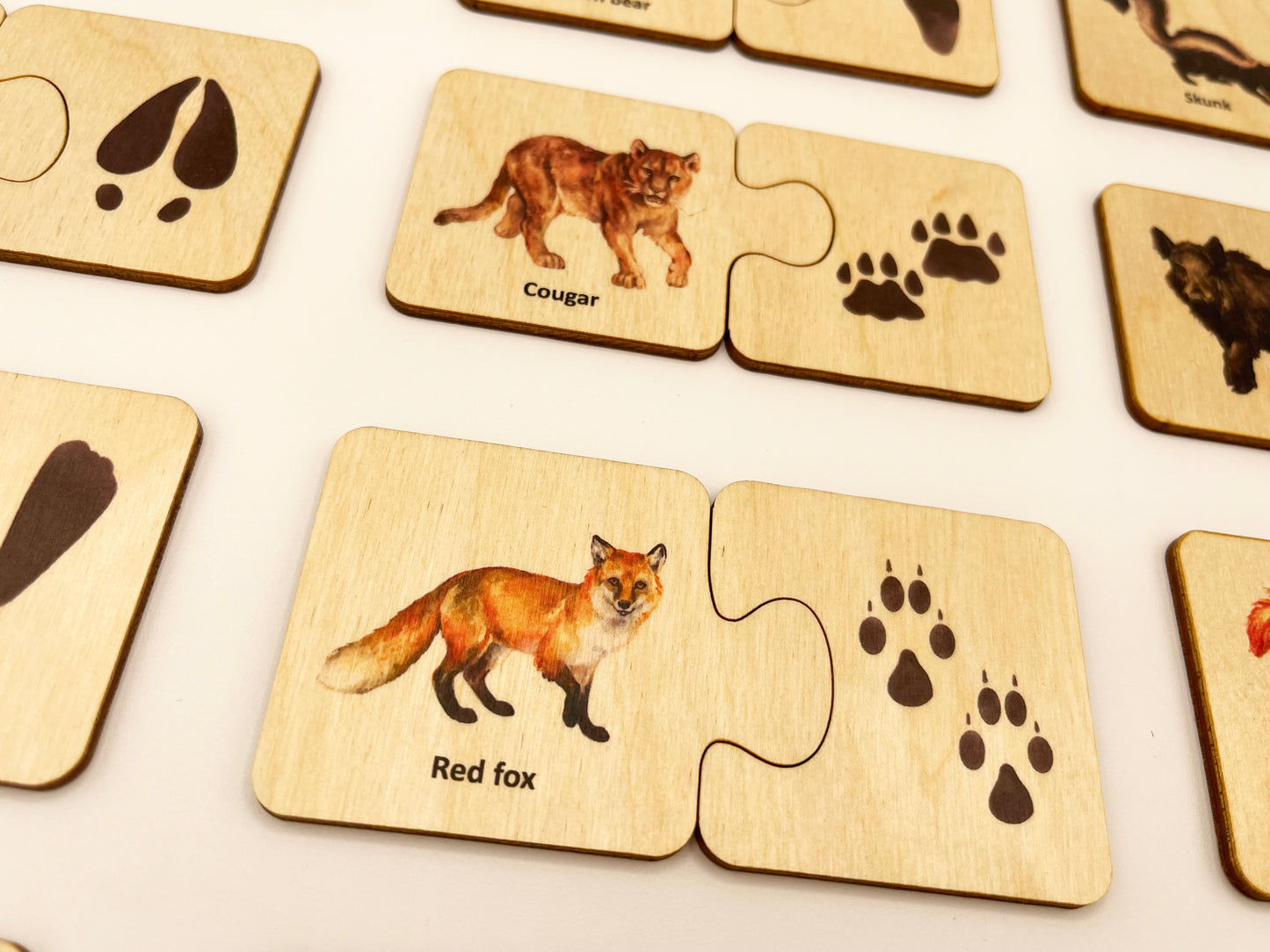 Wooden Woodland Animals Tracks Puzzle