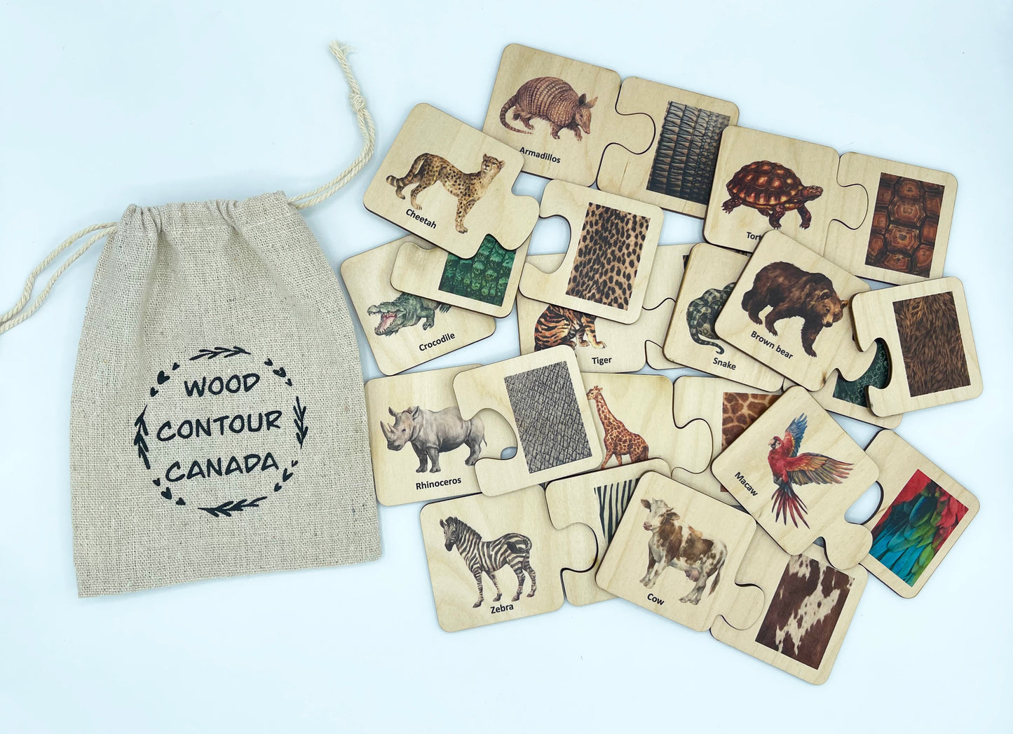 Wooden Animals Skin Pattern Matching Puzzle