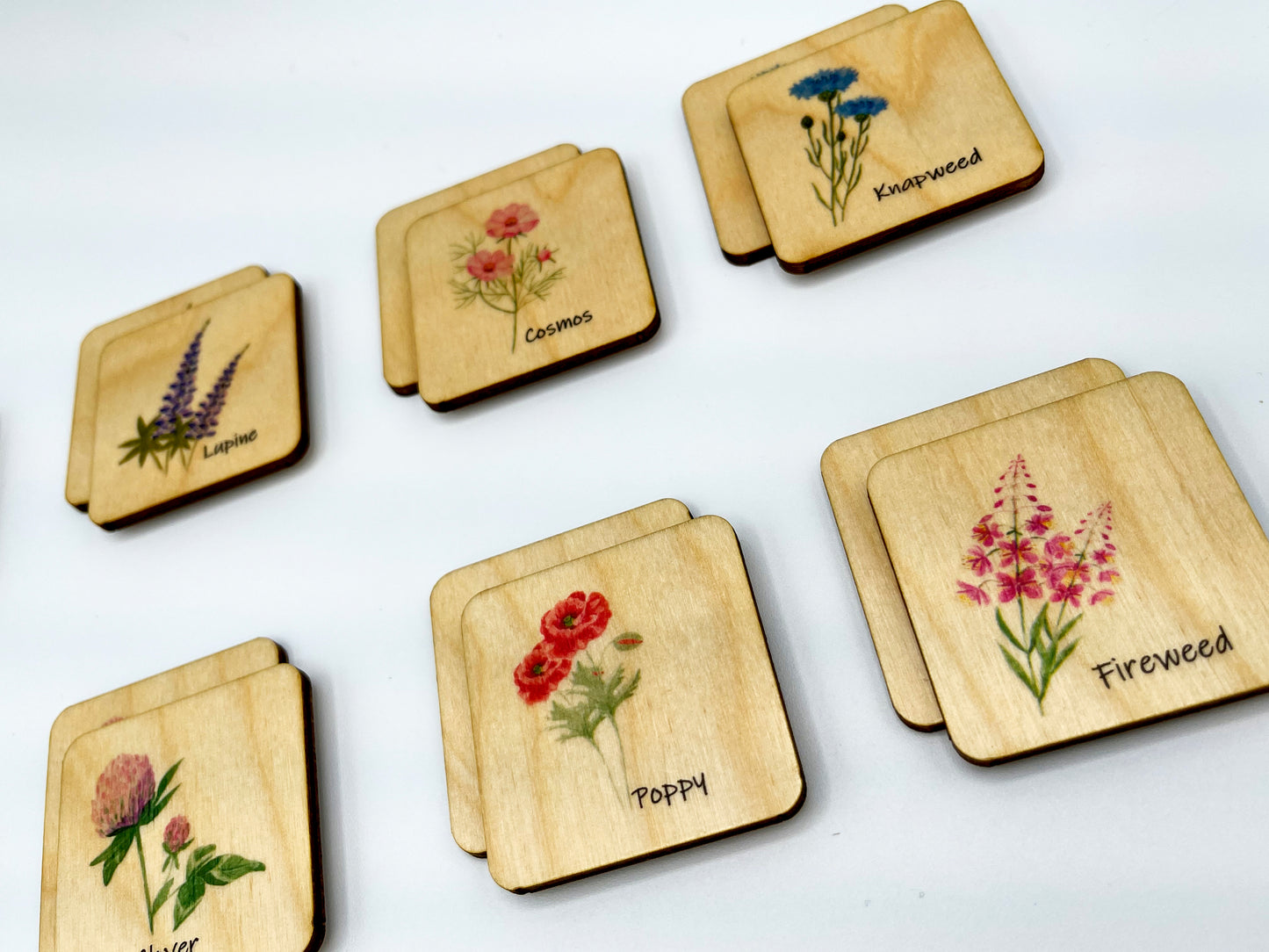 Wooden Wildflowers memory game
