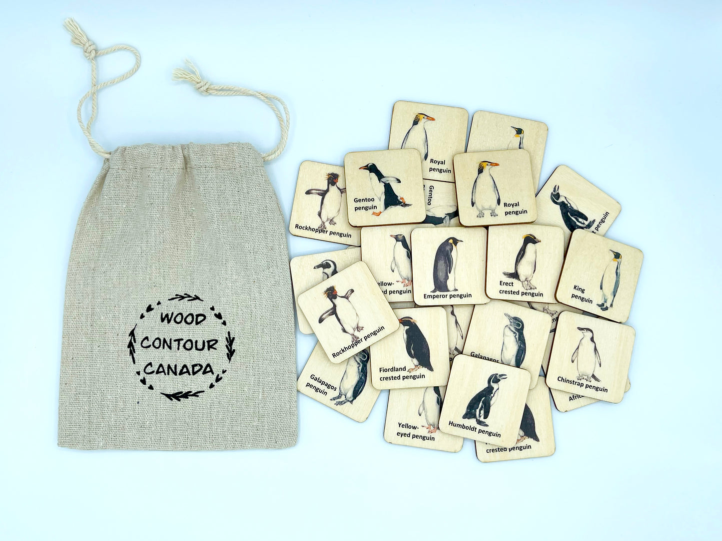 Wooden Penguin Memory Game