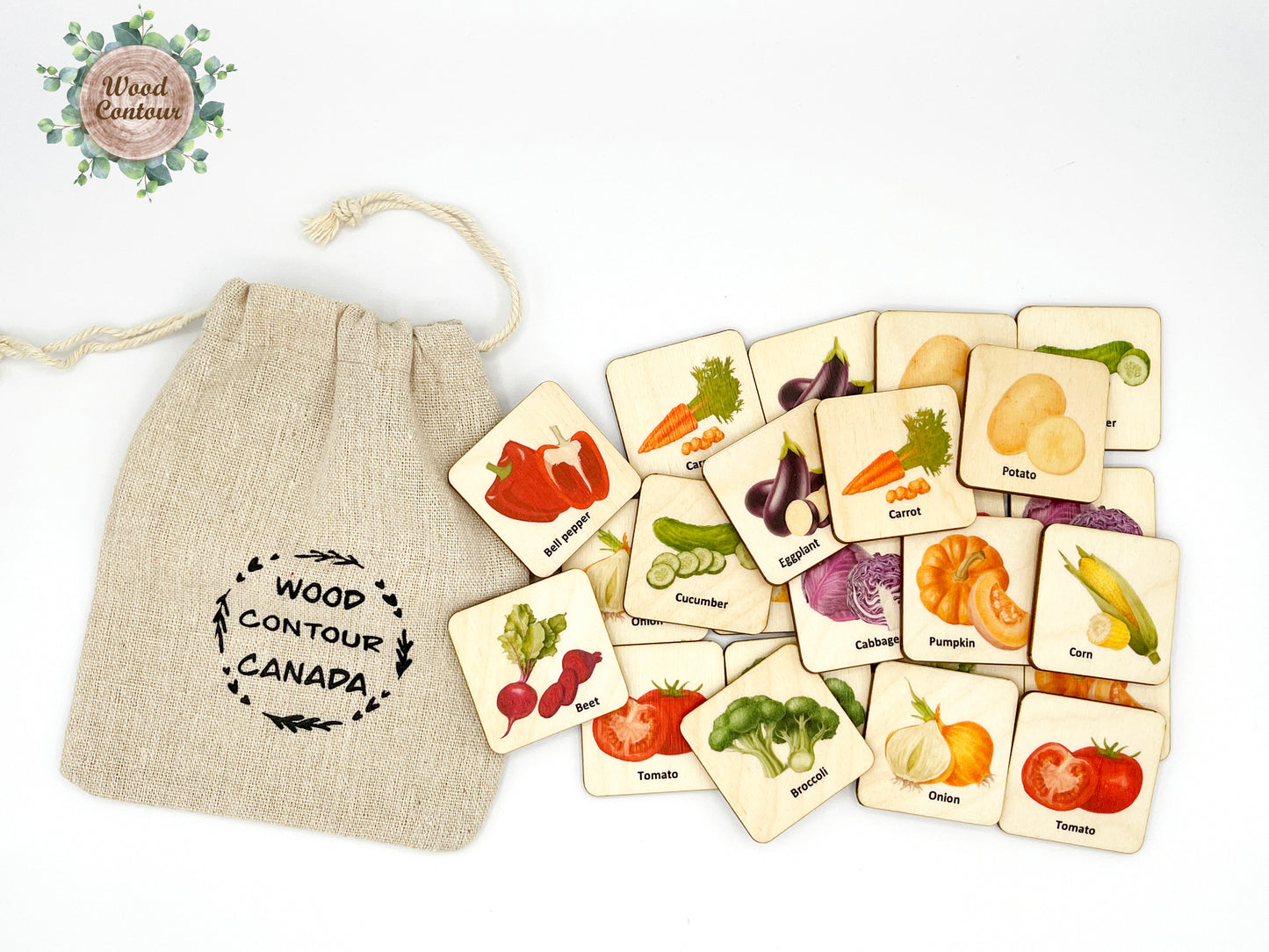 Wooden Vegetables Memory Game