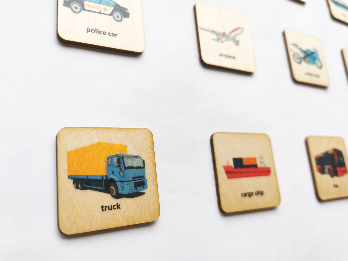 Wooden Transportation Memory Game