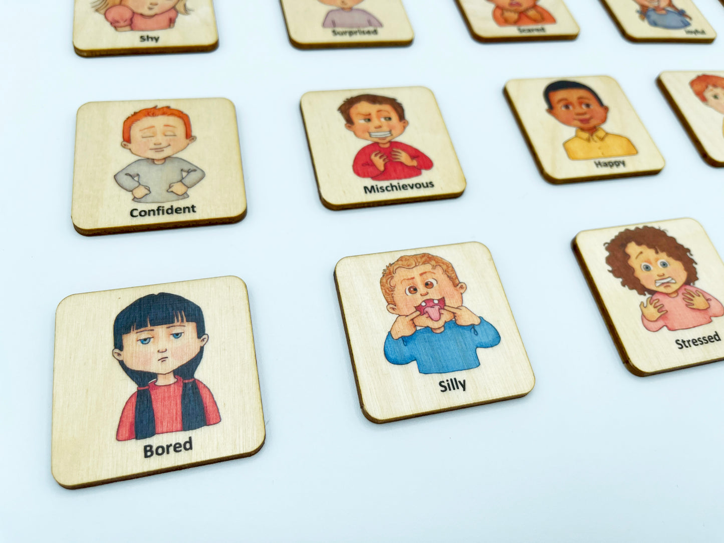 Wooden Kids Emotion Cards