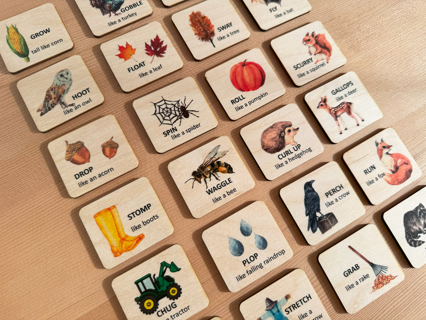 24 Fall Movement Wooden Cards