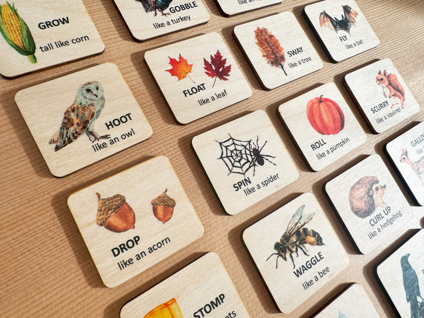 24 Fall Movement Wooden Cards