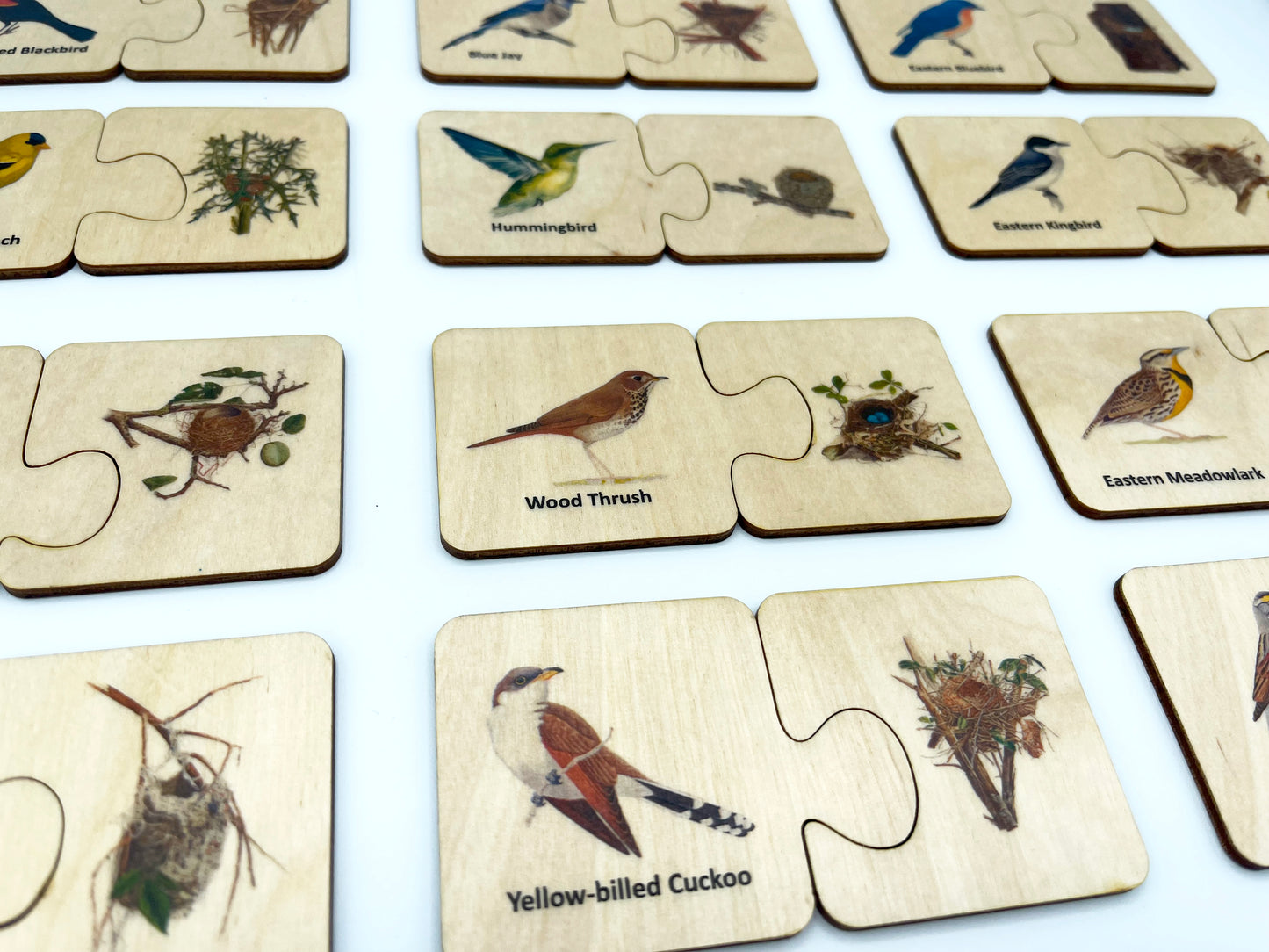 Wooden Backyard Birds and Nests Self Correcting Puzzle