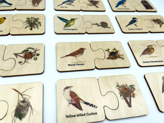 Wooden Backyard Birds and Nests Self Correcting Puzzle