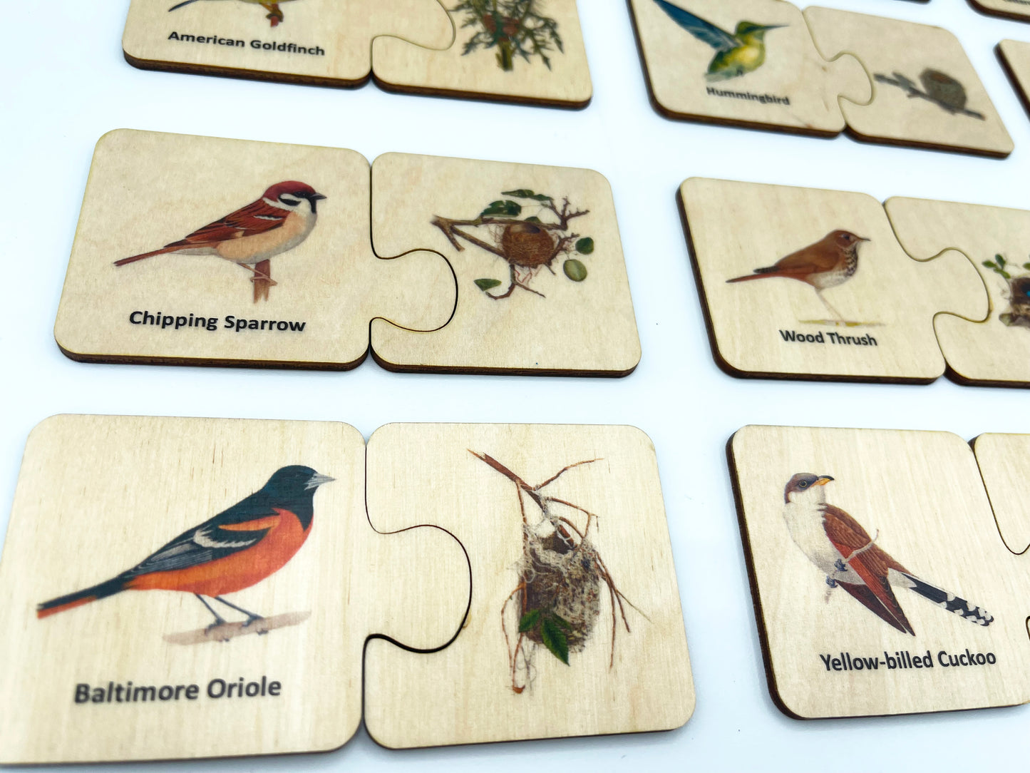 Wooden Backyard Birds and Nests Self Correcting Puzzle