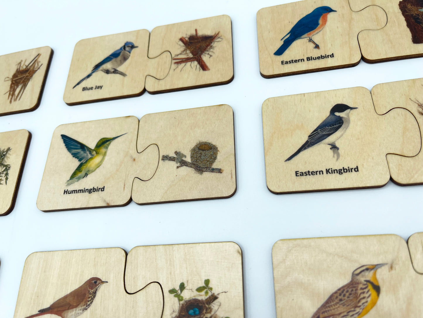 Wooden Backyard Birds and Nests Self Correcting Puzzle