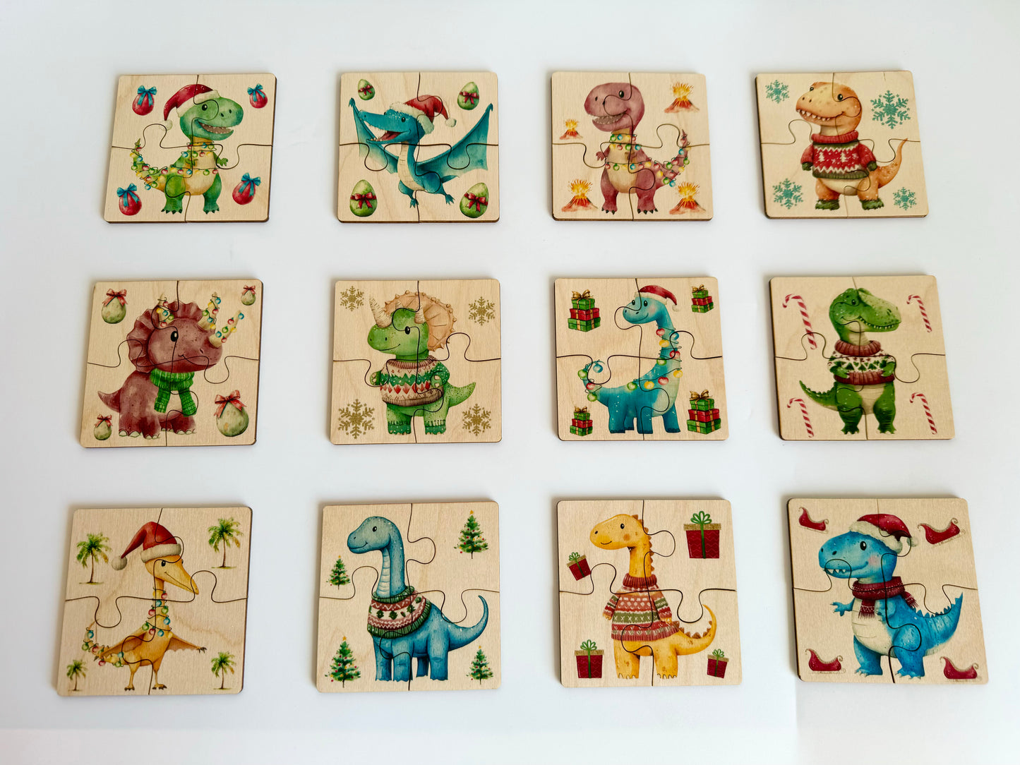 Christmas Dinosaurs Wooden Puzzle