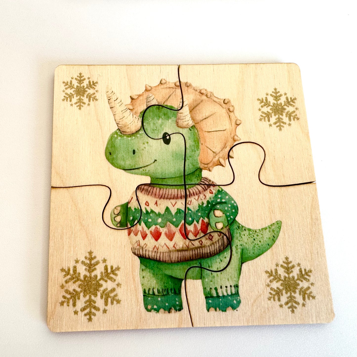 Christmas Dinosaurs Wooden Puzzle