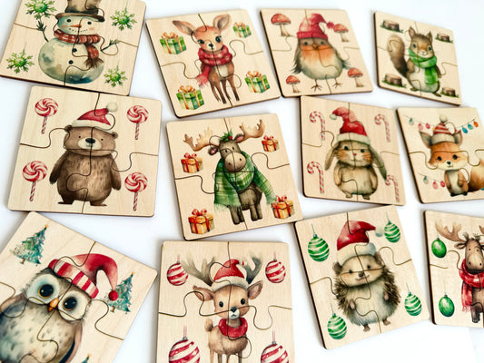 Christmas Woodland Animals Wooden Puzzle